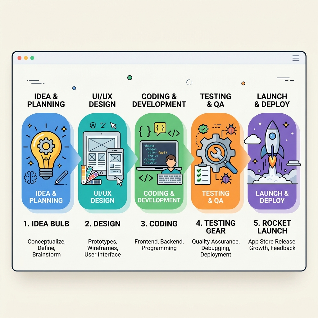 From Idea to Launch: The 5-Step App Development Process at GrowAppWithMe